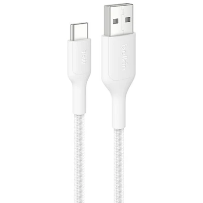 Belkin BoostCharge Pro 1m (3.3 ft.) Braided USB-A/USB-C Cable - White