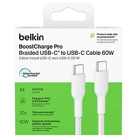 Câble tissé USB-C de 1 m (3,3 pi) BoostCharge Pro de Belkin - Blanc