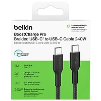 Belkin BoostCharge Pro 2m (6.6 ft.) Braided USB-C Cable - Black