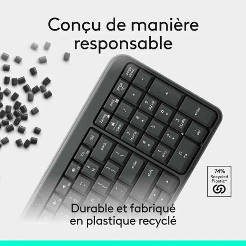 Clavier compact Bluetooth avec pavé numérique K250 de Logitech - Graphite - Anglais