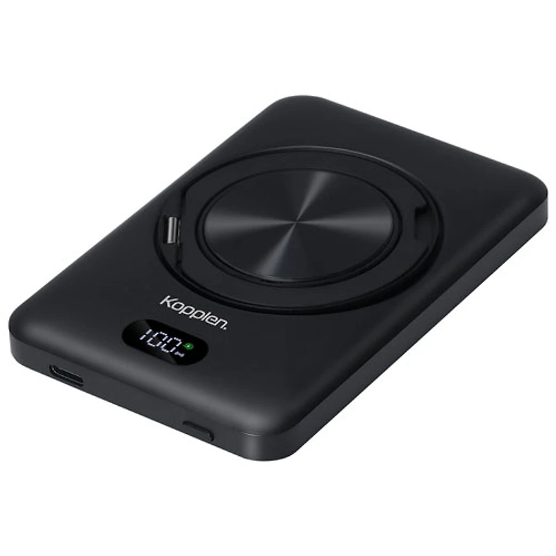 Kopplen 5000 mAh USB-C Power Bank with 15W Wireless Charger & Stand - Black