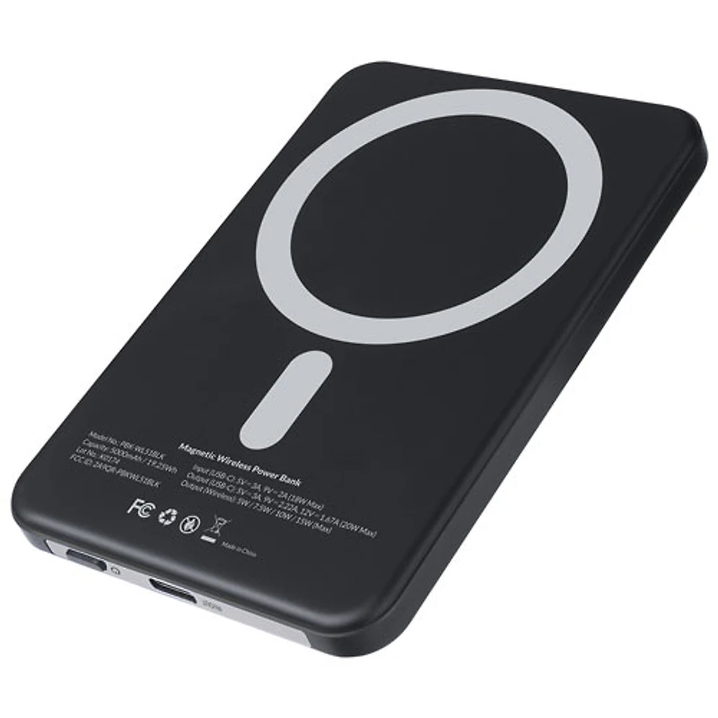 Kopplen 5000 mAh USB-C Power Bank with 15W Wireless Charger - Black