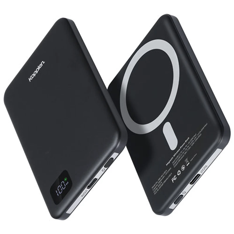 Kopplen 5000 mAh USB-C Power Bank with 15W Wireless Charger - Black
