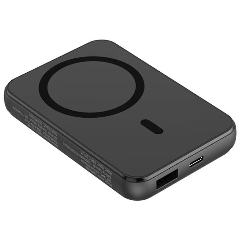 Chargeur portable sans fil magnétique Qi USB-C/USB-A de 5000 mAh d'Energizer - Noir