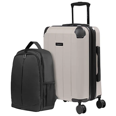 Bugatti New York 21.5" Hard Side Expandable Carry-On Luggage & Backpack - Taupe