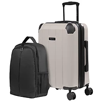 Bugatti New York 21.5" Hard Side Expandable Carry-On Luggage & Backpack - Taupe