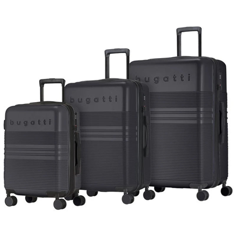 Bugatti Luxor 3-Piece Hard Side Expandable Luggage Set - Black - Only at Best Buy