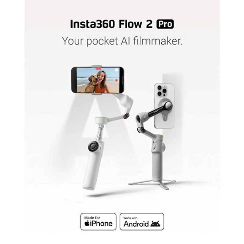 Stabilisateur à cardan pour téléphone intelligent Flow 2 Pro d'Insta360 - Gris
