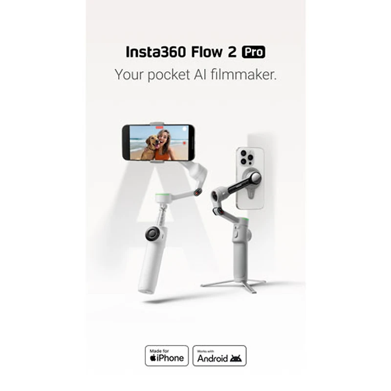 Stabilisateur à cardan pour téléphone intelligent Flow 2 Pro d'Insta360 - Gris