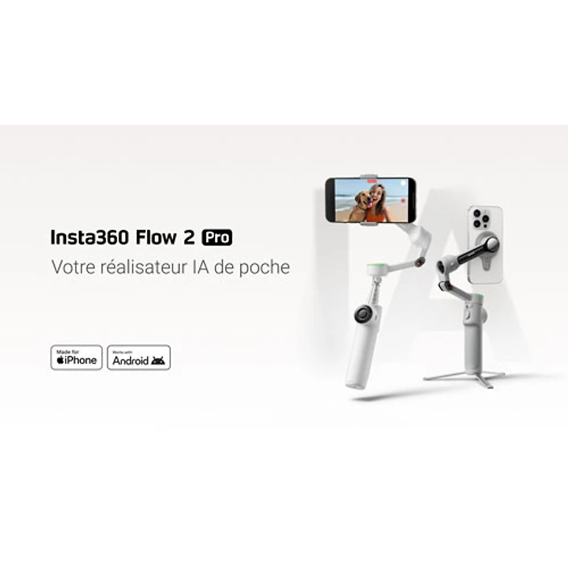 Stabilisateur à cardan pour téléphone intelligent Flow 2 Pro d'Insta360 - Gris