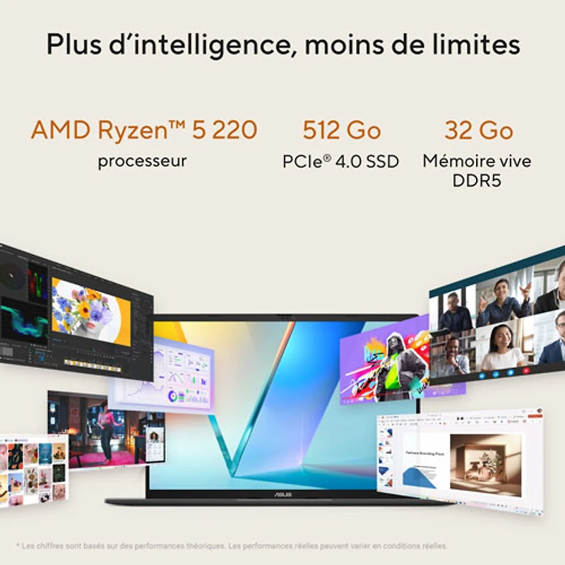 ASUS Vivobook S16 16" AI Laptop - Matte Grey (AMD Ryzen 5 220/32GB RAM/512GB SSD/Windows 11 Home)