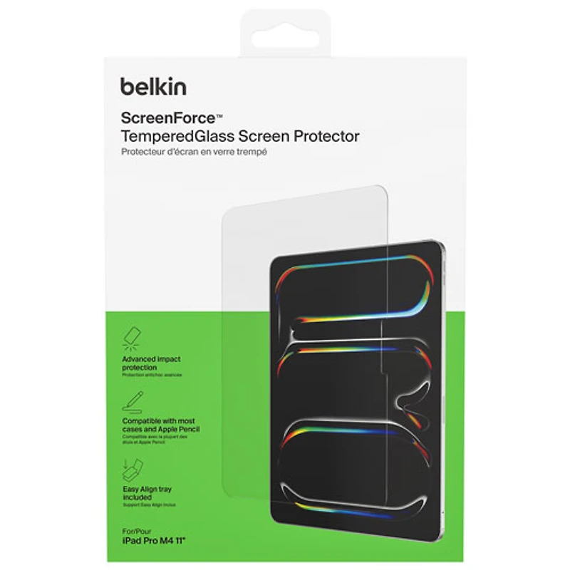Protecteur d'écran en verre trempé ScreenForce de Belkin pour iPad Pro de 11 po (M4)