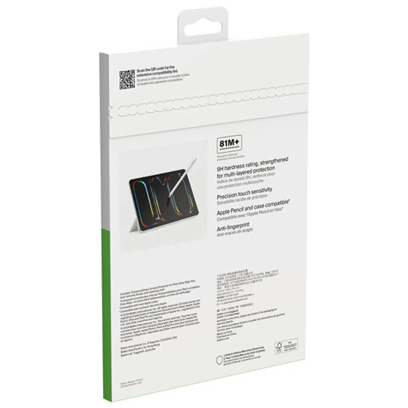 Protecteur d'écran en verre trempé ScreenForce de Belkin pour iPad Pro de 11 po (M4)