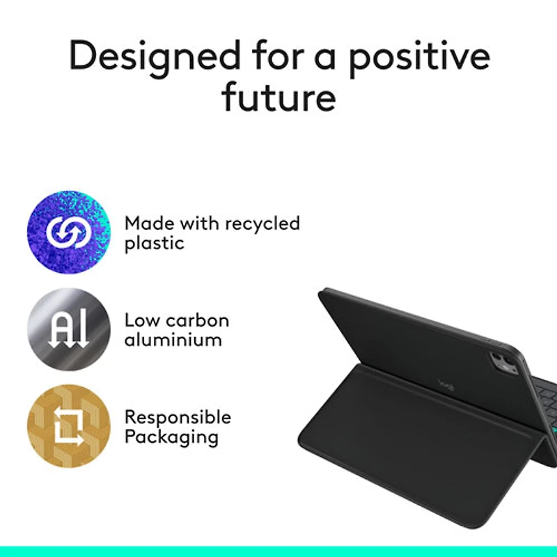 Étui-clavier Flip Folio de Logitech pour iPad Pro de 11 po (M4)/Air de 11 po (M2/M3)/iPad Air (5e génération) - Graphite