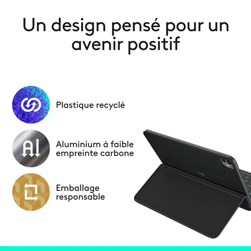 Étui-clavier Flip Folio de Logitech pour iPad Pro de 11 po (M4)/Air de 11 po (M2/M3)/iPad Air (5e génération) - Graphite