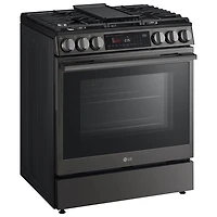 Cuisinière à gaz encastrable de 30 po à 5 brûleurs et à four à convection véritable de 6,3 pi³ de LG (LSGL6335Z) - Inox noir
