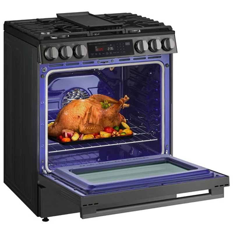 Cuisinière à gaz encastrable de 30 po à 5 brûleurs et à four à convection véritable de 6,3 pi³ de LG (LSGL6335Z) - Inox noir