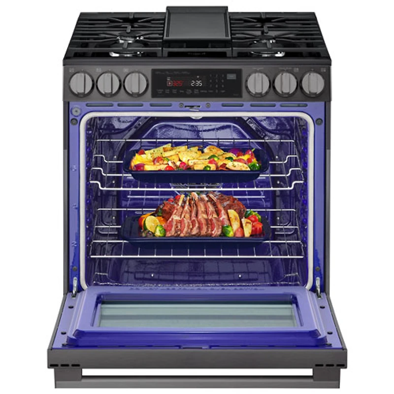 Cuisinière à gaz encastrable de 30 po à 5 brûleurs et à four à convection véritable de 6,3 pi³ de LG (LSGL6335Z) - Inox noir