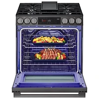 Cuisinière à gaz encastrable de 30 po à 5 brûleurs et à four à convection véritable de 6,3 pi³ de LG (LSGL6335Z) - Inox noir