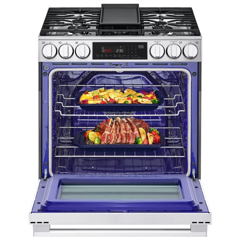 Cuisinière à gaz encastrable de 30 po à 5 brûleurs et à four à convection véritable de 6,3 pi³ de LG (LSGL6335X) - Acier inoxydable