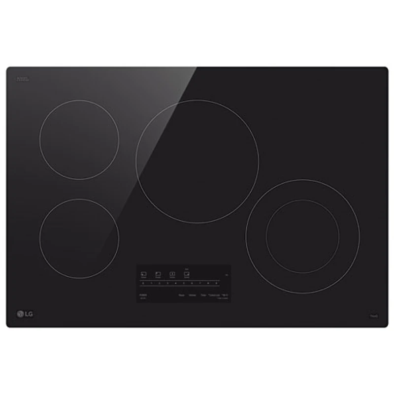 Surface de cuisson électrique de 30 po à 4 éléments ThinQ de LG (CBEW3013BE) - Céramique noire