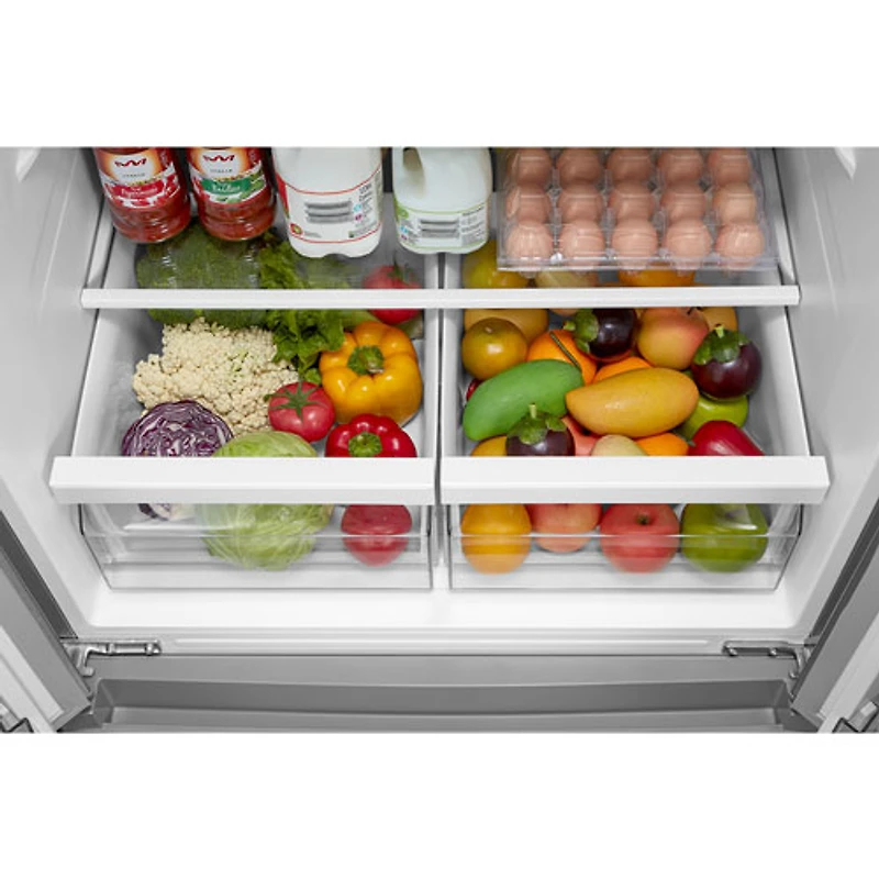 Réfrigérateur à deux portes de 18,4 pi³ 30 po avec distributeur de glaçons de Midea (MRF18B4AST) - Inox