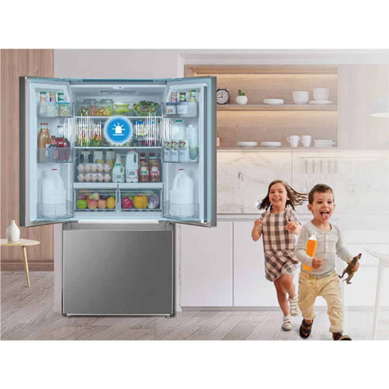 Réfrigérateur à deux portes de 18,4 pi³ 30 po avec distributeur de glaçons de Midea (MRF18B4AST) - Inox