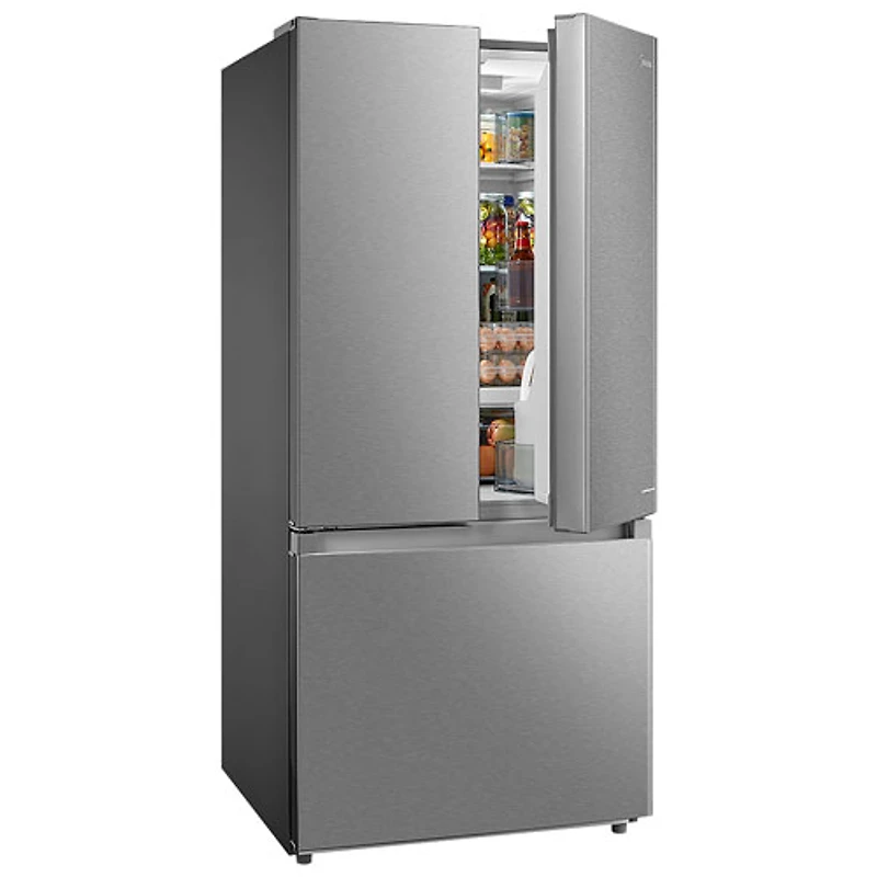 Réfrigérateur à deux portes de 18,4 pi³ 30 po avec distributeur de glaçons de Midea (MRF18B4AST) - Inox