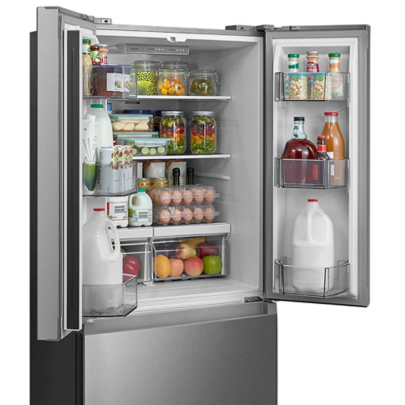 Réfrigérateur à deux portes de 18,4 pi³ 30 po avec distributeur de glaçons de Midea (MRF18B4AST) - Inox