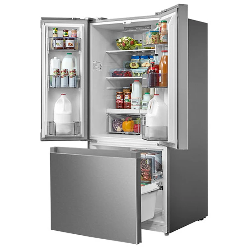 Réfrigérateur à deux portes de 18,4 pi³ 30 po avec distributeur de glaçons de Midea (MRF18B4AST) - Inox