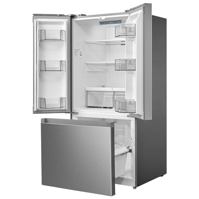 Réfrigérateur à deux portes de 18,4 pi³ 30 po avec distributeur de glaçons de Midea (MRF18B4AST) - Inox