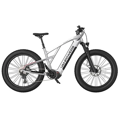 Vanpowers Grand Teton Ultra Step-Through Fat-Tire Electric City Bike (500W Motor/149km Range/32km/h Top Speed)-Silver
