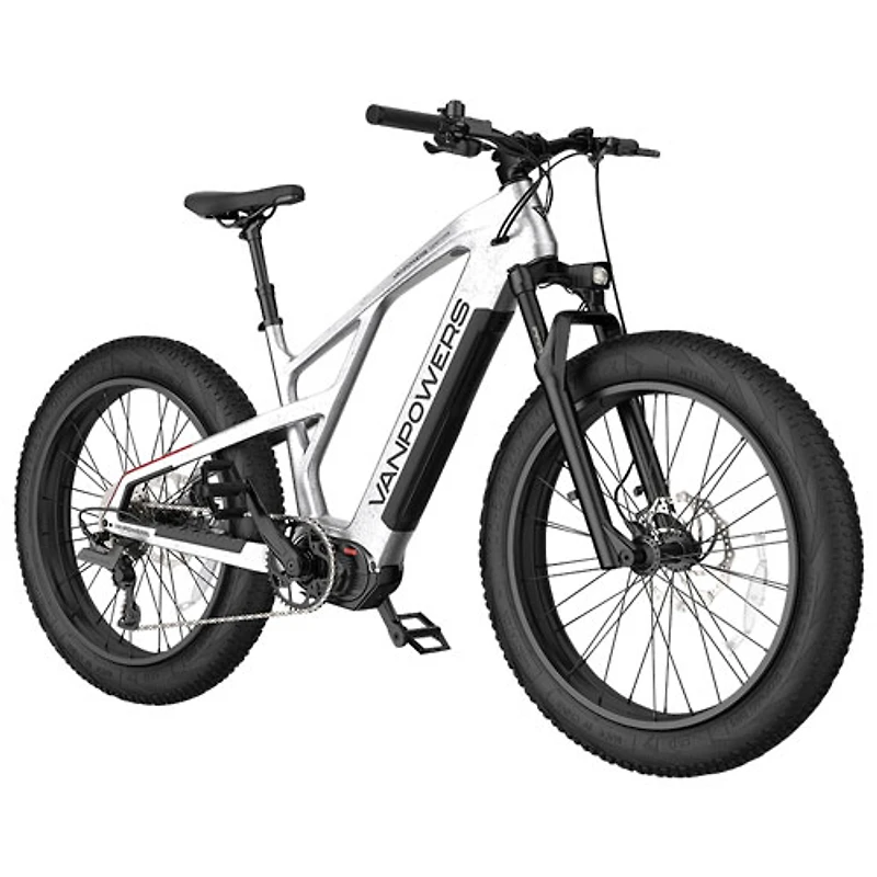 Vanpowers Grand Teton Ultra Step-Through Fat-Tire Electric City Bike (500W Motor/149km Range/32km/h Top Speed)-Silver