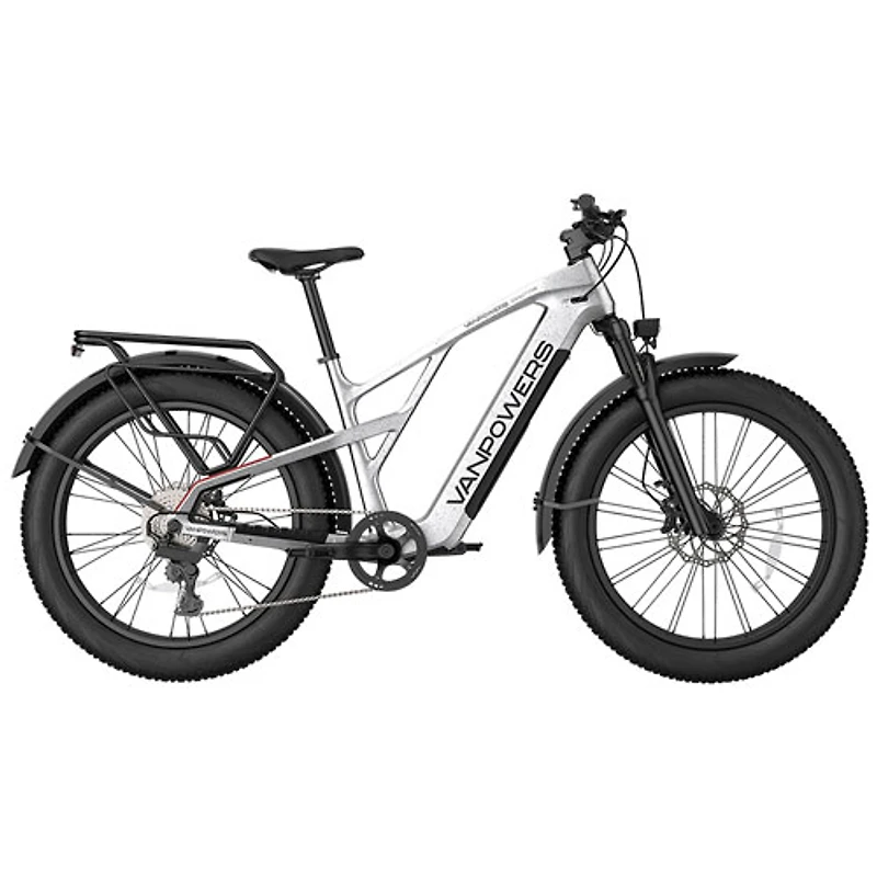 Vanpowers Grand Teton Pro Step-Through Fat-Tire Electric City Bike (750W Motor/149km Range/32km/h Top Speed)-Silver