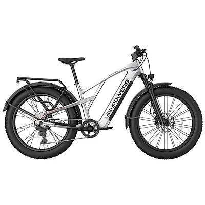 Vanpowers Grand Teton Pro Step-Through Fat-Tire Electric City Bike (750W Motor/149km Range/32km/h Top Speed)-Silver