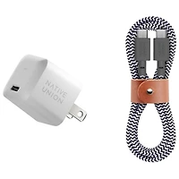 Chargeur mural USB-C PD GaN de 30 W avec câble USB-C de Native Union - Blanc/Zèbre