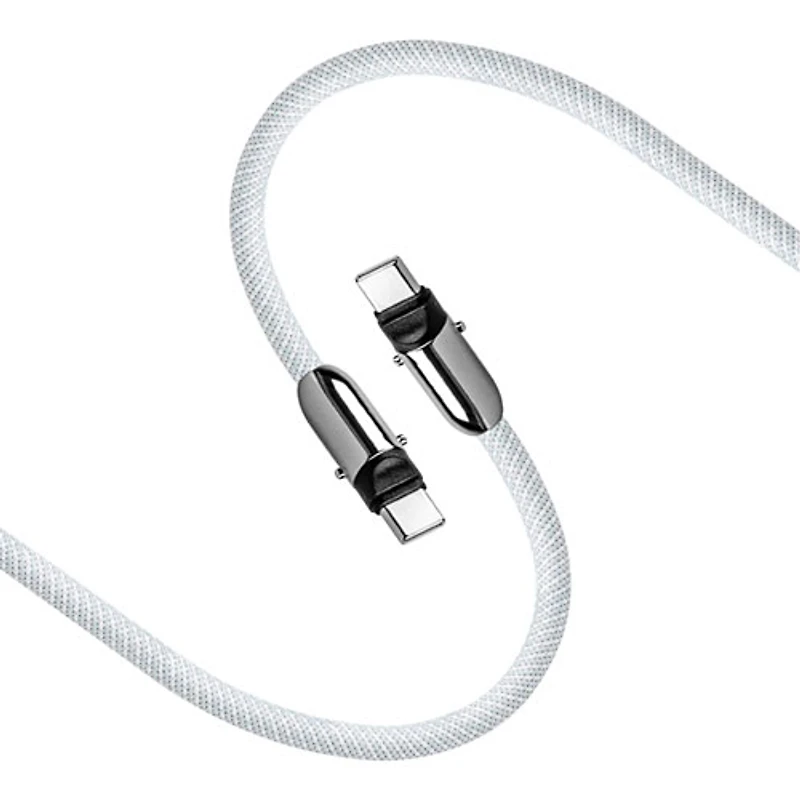 Cordon à bandoulière tissé et câble USB-C 2-en-1 de 1,2 m (3,94 pi) de LOGiiX - Blanc