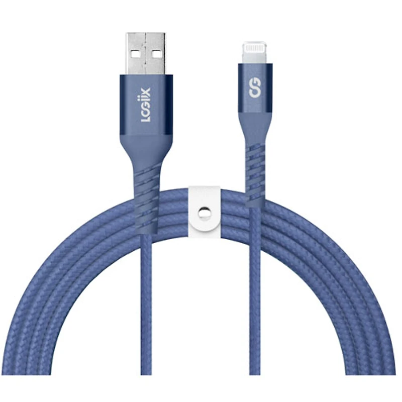 Câble tissé USB-A à Lightning de 1,2 m (3,94 pi) Vibrance de LOGiiX - Bleu minuit