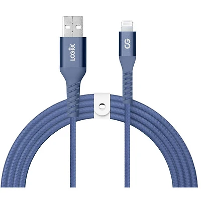 Câble tissé USB-A à Lightning de 1,2 m (3,94 pi) Vibrance de LOGiiX - Bleu minuit