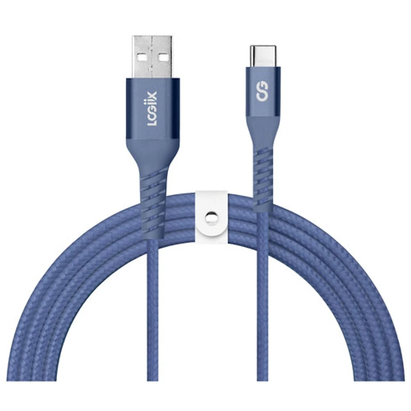 LOGiiX Vibrance 1.2m (3.94 ft.) Braided USB-A to USB-C Cable - Midnight Blue