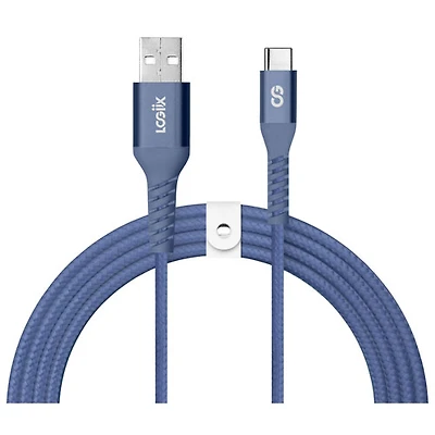 LOGiiX Vibrance 1.2m (3.94 ft.) Braided USB-A to USB-C Cable - Midnight Blue