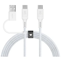 Câble USB-C à USB-C/USB-A 2-en-1 de 1,5 m (4,9 pi) de LOGiiX - Blanc