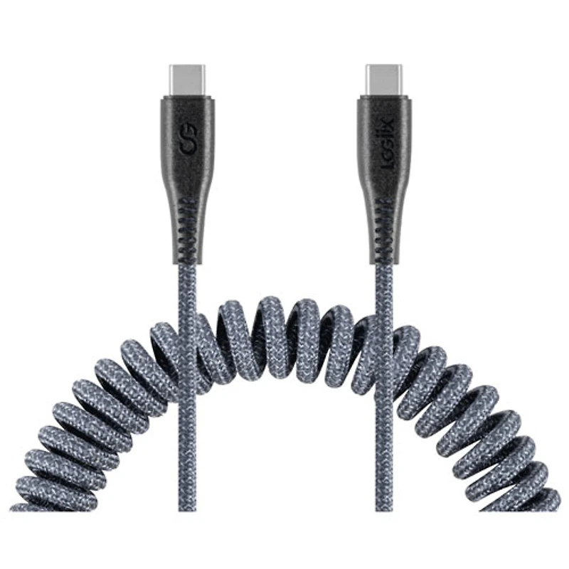 LOGiiX Piston Connect 1.8m (5.9 ft.) Coiled USB-C Cable - Grey
