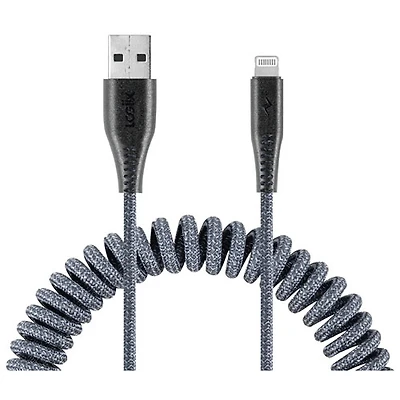LOGiiX Piston Connect 1.8m (5.9 ft.) Coiled USB-A to USB-C Cable - Grey