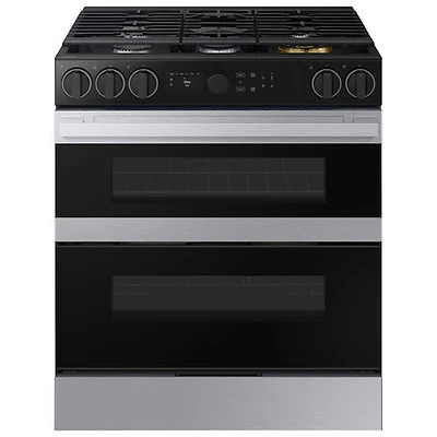 Open Box - Samsung 30" Cu. Ft. Double Oven 5-Burner Slide-In Dual Fuel Air Fry Range -Stainless - Perfect Condition