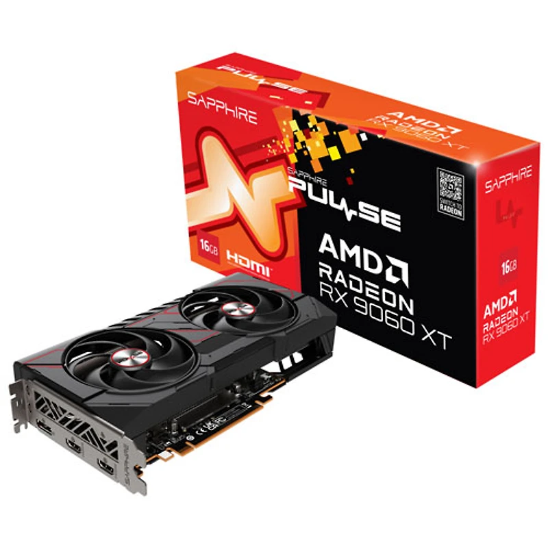 Carte graphique AMD Radeon RX 9060 XT à mémoire GDDR6 de 16 Go Pulse de Sapphire