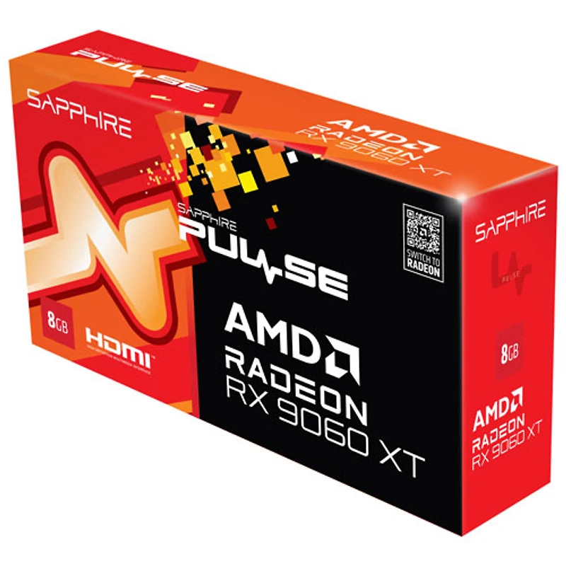 Carte graphique AMD Radeon RX 9060 XT à mémoire GDDR6 de 8 Go Pulse de Sapphire