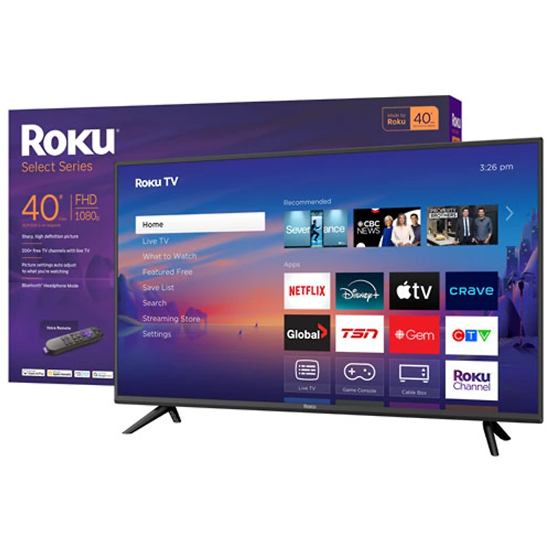 Téléviseur intelligent Roku DEL HD Intégral 1080p 40 po Série Select Roku (40R3C5CA) – 2025