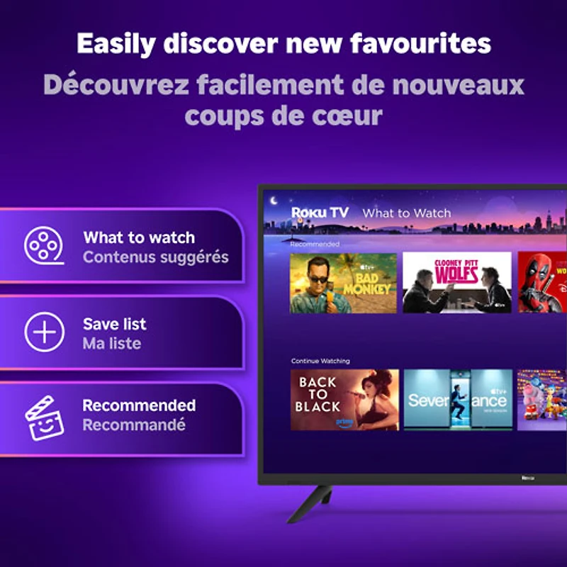 Téléviseur intelligent Roku DEL HD Intégral 1080p 40 po Série Select Roku (40R3C5CA) – 2025