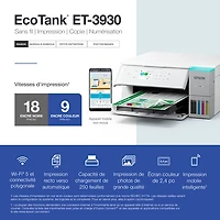 Imprimante à jet encre tout-en-un sans fil EcoTank ET-3930 d'Epson - Blanc